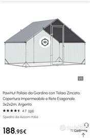 Pollaio da Giardino con Telaio Zincato, 3x2x2m