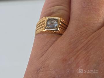 Anello d'oro 18 carati con zaffiro bianco del 1954