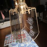 Lampadario lanterna vintage 1 luce vetro-metallo