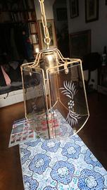 Lampadario lanterna vintage 1 luce vetro-metallo