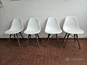 Set 4 sedie moderne Bianche e Legno 