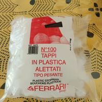 confezione da 100 tappi in plastica alettati