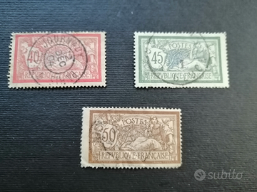 Tre francobolli Francia 1900