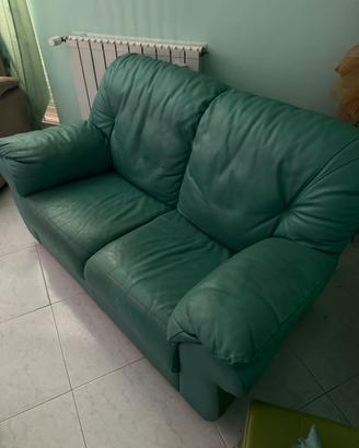Divano vera pelle verde