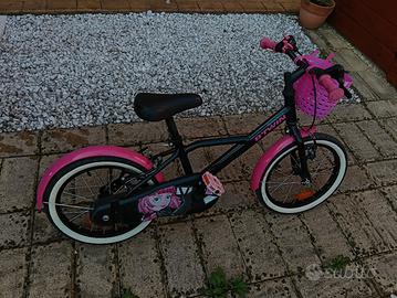 Bicicletta bimba 16” B’TWIN rosa e nera con cestin