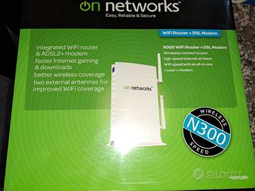 ON NETWORKS N300RM WIFI ROUTER + DSL MODEM NUOVO!!