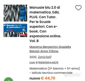 libro Manuale blu 2.0  di matematica plus B