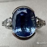 ANELLO ORO 18kt. DIAMANTI GOCCE E ZAFFIRO ct. 8,35