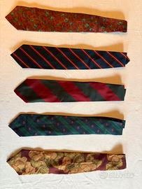 Lotto 5 Cravatte Uomo Seta 100% Lusso Made In It.