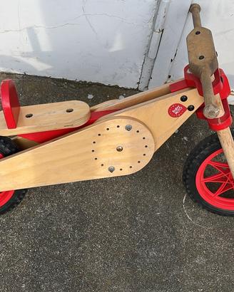 Bicicletta senza pedali in legno