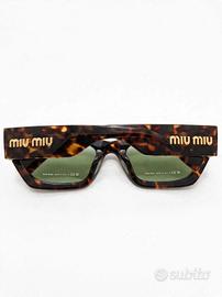 Occhiali tartarugato Miu Miu lenti verdi logo oro