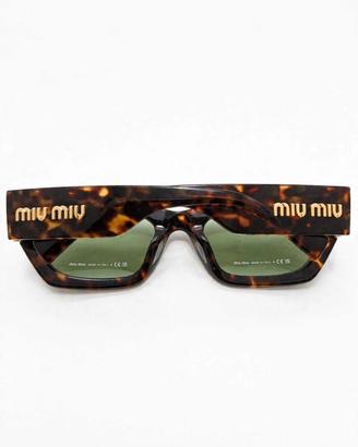 Occhiali tartarugato Miu Miu lenti verdi logo oro