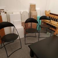 Set 3 sedie pieghevoli con rivestimento pelle