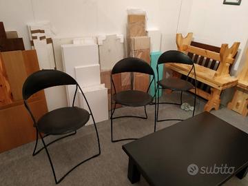 Set 3 sedie pieghevoli con rivestimento pelle