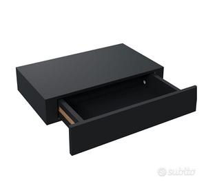 2 cassetti comodino a muro nero