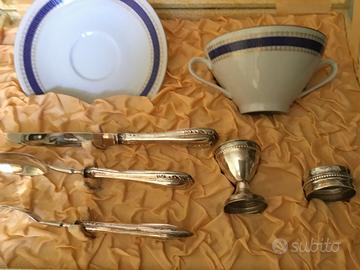 Completo pappa bimbi porcellana e argento 800