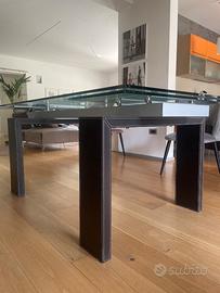 Tavolo vetro allungabile Tonin gambe in pelle