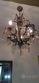lampadario bronzo e cristallo