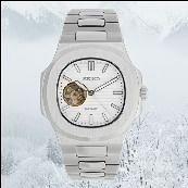 Seiko mod Nautilus open heart white dial
