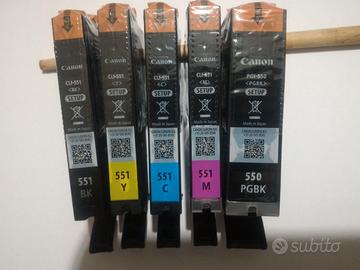 5 cartucce originali CANON 1x PGI-550 / 4x CLI-551