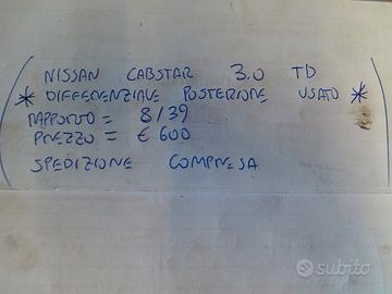 Differenziale post nissan cabstar 3.0 td