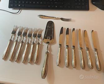 Servizio da dolce in argento 800 anni ’60
