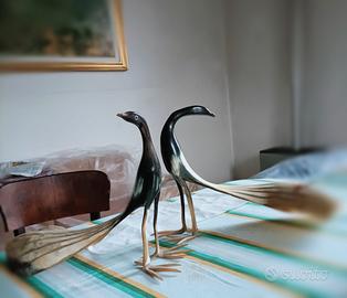 Coppia pavoni in corno vintage anni 30