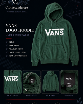 Felpa Vans unisex S verde con cappuccio