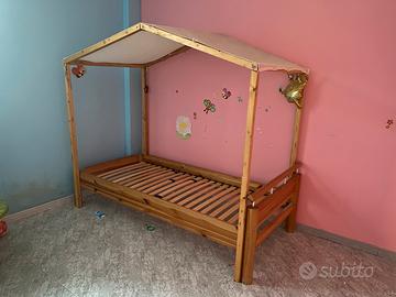 Letto con struttura casetta artigianale+materasso
