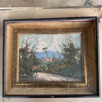 Quadro dipinto ad olio - paesaggio con strada