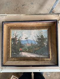 Quadro dipinto ad olio - paesaggio con strada