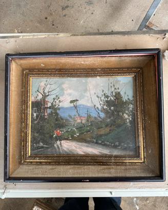 Quadro dipinto ad olio - paesaggio con strada