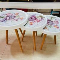 set di 3 tavoli rotondi 