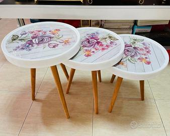 set di 3 tavoli rotondi 