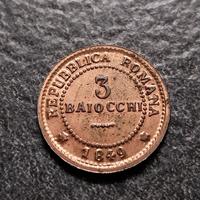 Finta moneta 3 Baiocchi 1849 Repubblica Romana