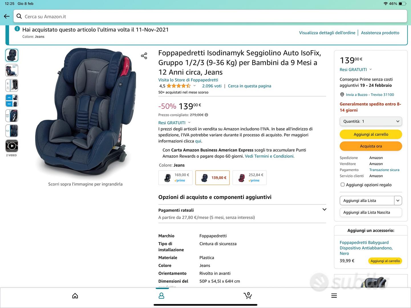 Foppapedretti Isodinamyk Seggiolino Auto Jeans