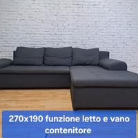 Divano Moderno Penisola letto e box grigio antrac.