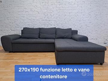 Divano Moderno Penisola letto e box grigio antrac.