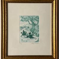 Quadro incisione acquatinta, Aligi Sassu, Faust