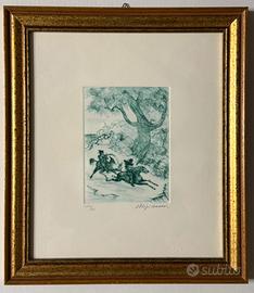 Quadro incisione acquatinta, Aligi Sassu, Faust