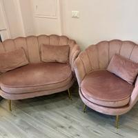 Divano piu poltrona in velluto