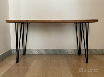 Panca in legno massello con gambe forcina