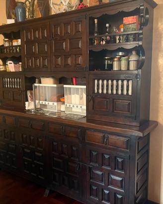 Credenza con Alzata in Legno Massello –