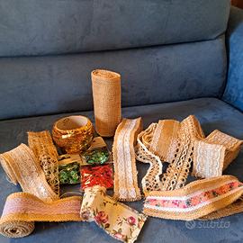 nastri pizzo juta cotone paillettes per bricolage 