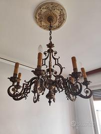 Lampadario in bronzo e ottone