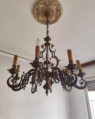 Lampadario in bronzo e ottone