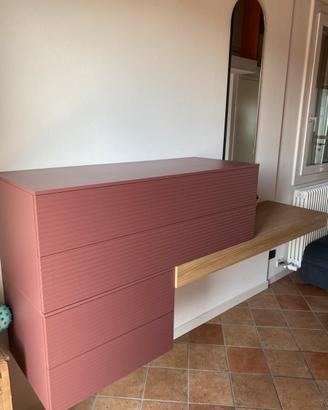 Mobile moderno sospeso con piano in legno