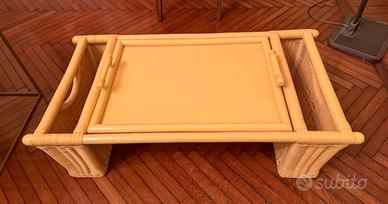 Tavolino da letto vimini vintage