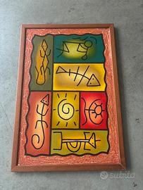 Quadro dipinyo su tela stile primitivo 50X20.