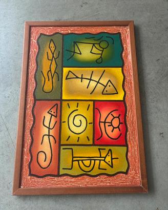 Quadro dipinyo su tela stile primitivo 50X20.